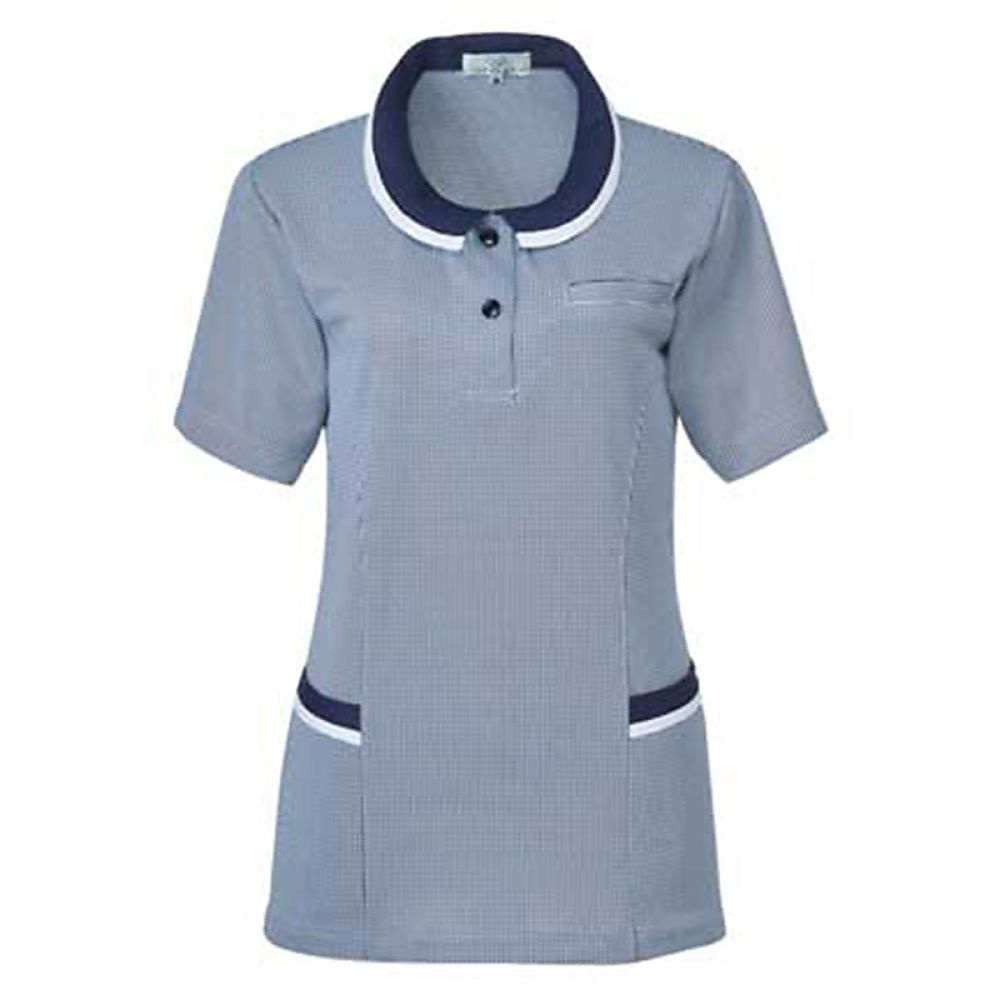 KIRAKU(トンボ) レディスニットシャツ チェックネイビー 3L(身丈69.5cm) CR189-09 3L 1枚(ご注文単位1枚)【直送品】