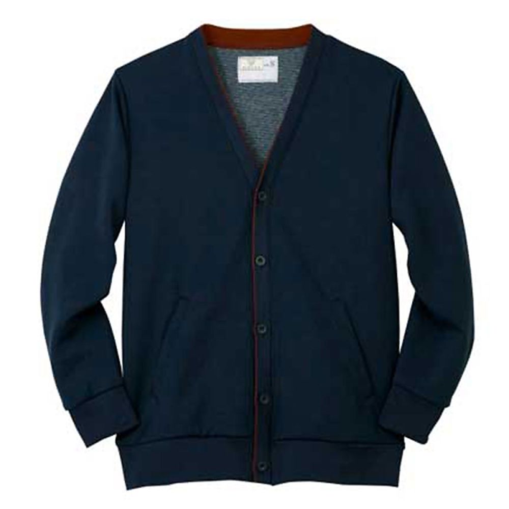 KIRAKU（トンボ） カーディガン ネイビー×ブラウン M（身丈62cm） CR177-30 M 1枚（ご注文単位1枚）【直送品】