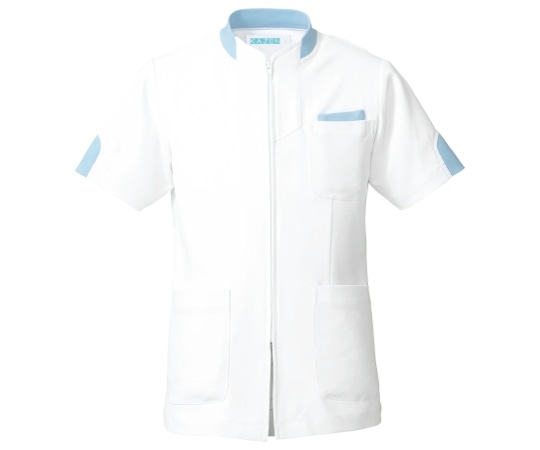 KAZEN ジャケット半袖（男女兼用） サックス 3L 248-21 3L 1枚（ご注文単位1枚）【直送品】