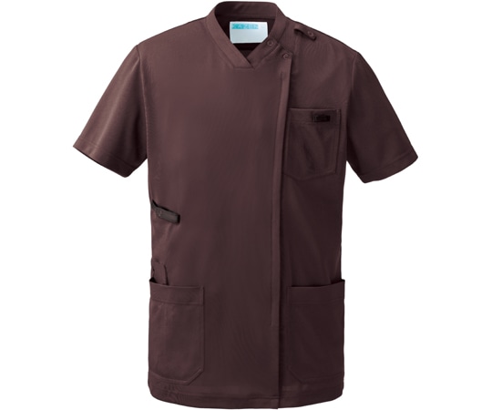 KAZEN スクラブジャケット男女半袖 カカオブラウン M KZN715-26 M 1枚（ご注文単位1枚）【直送品】