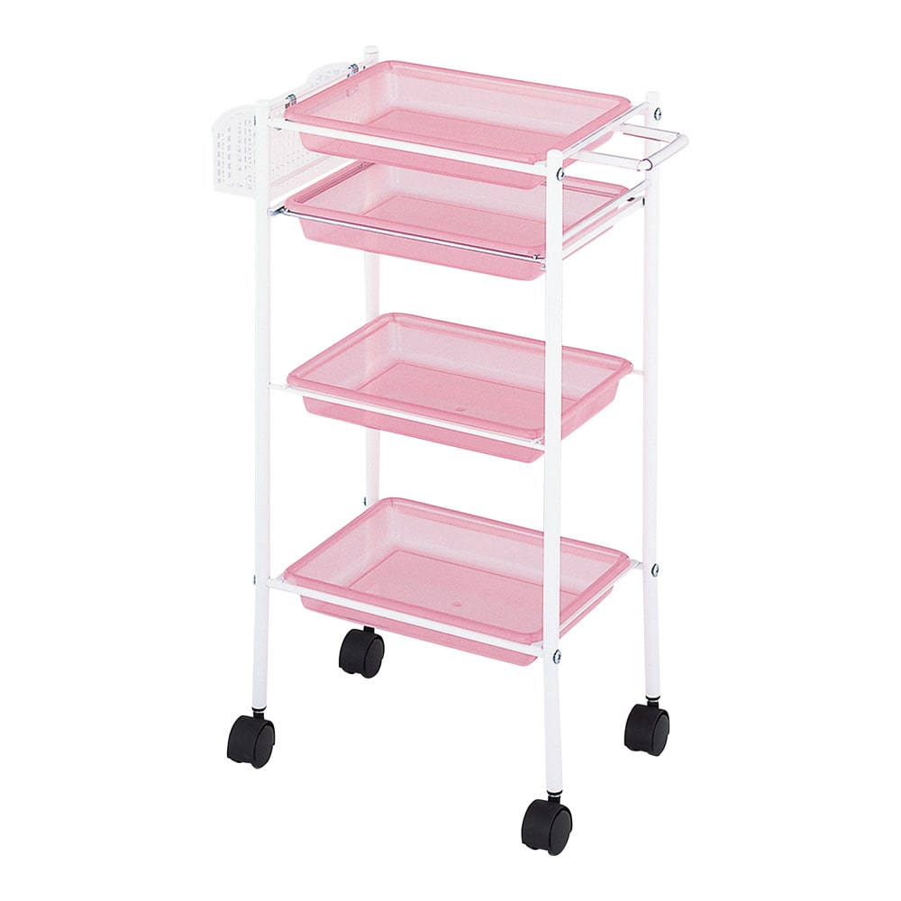 西村製作所 トレーワゴン（C-305） 510×280×835mm クリアピンク  1台（ご注文単位1台）【直送品】