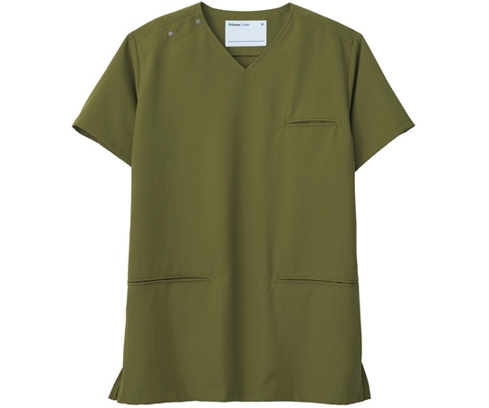 ミドリ安全 作業服 メディカルウェア ベルデクセル 男女兼用 セットアップスクラブ VEM6006上 カーキ L VEM6006-UE-L 1着（ご注文単位1着）【直送品】