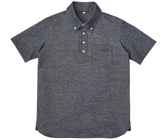 KAZEN 杢ニットシャツ 杢ネイビー L APK239-18 1枚(ご注文単位1枚)【直送品】