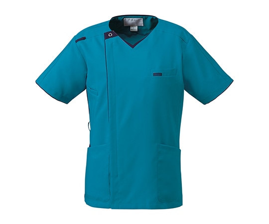 ZiPSCRUB(フォーク) メンズニットスクラブ(ジップスクラブ) ターコイズ×ダークネイビー S 7051SC-11 1枚(ご注文単位1枚)【直送品】