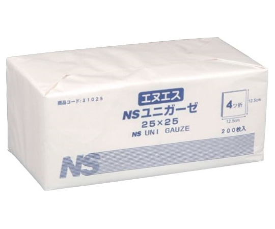 日昭産業 ユニガーゼ 25×25cm 1セット（200枚×20包入） 31025 1セット（ご注文単位1セット）【直送品】