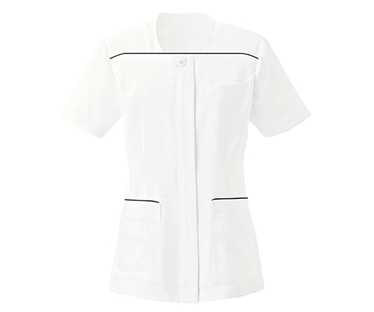 KAZEN レディスジャケット半袖 ホワイトxネイビー 7号 YW122-1 7 1枚（ご注文単位1枚）【直送品】