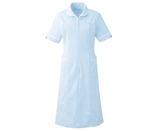 KAZEN ワンピース半袖 サックス L 021-21 L 1枚（ご注文単位1枚）【直送品】