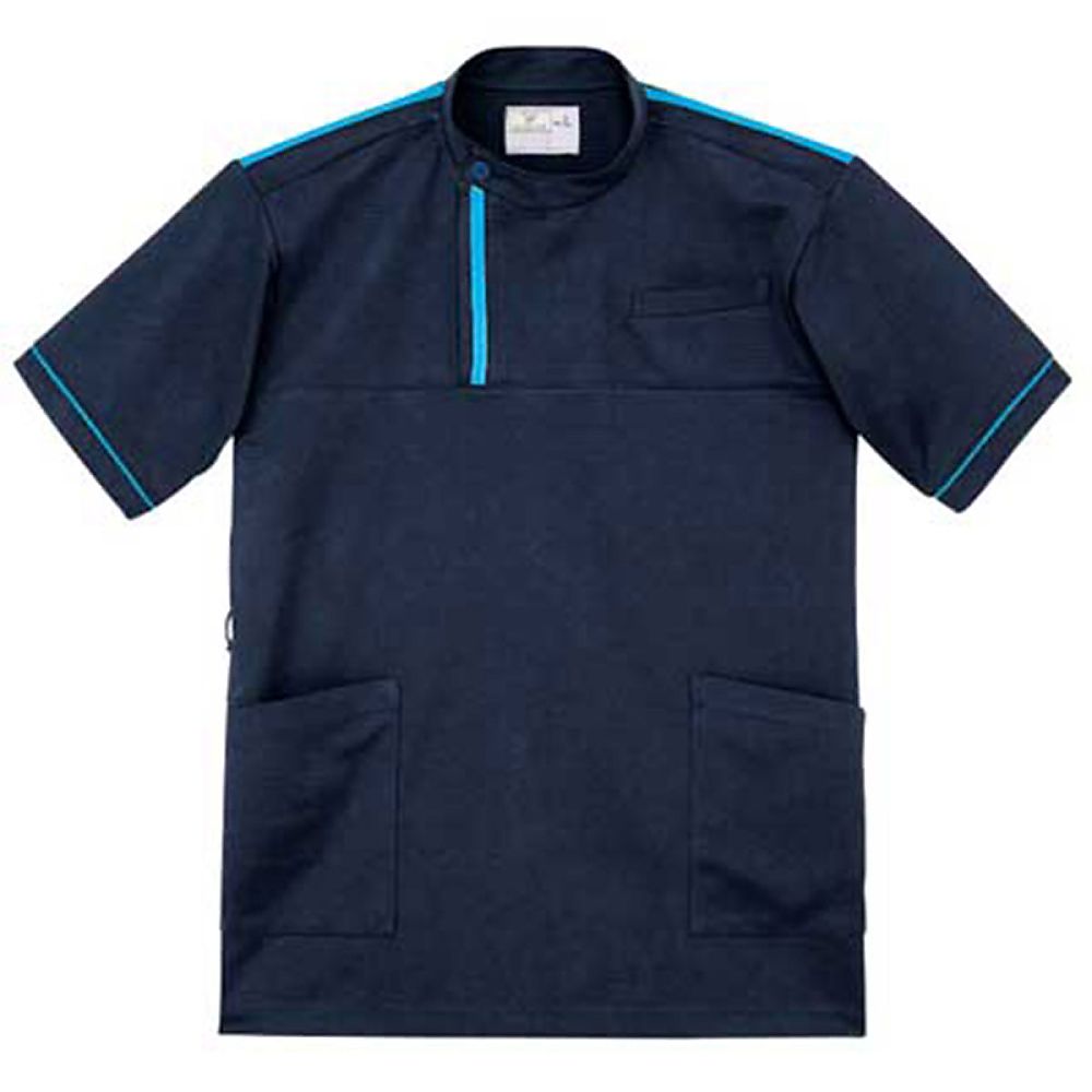 KIRAKU（トンボ） ケアワークシャツ ネイビー×ブルー SS（身丈64cm） CR197-75 SS 1枚（ご注文単位1枚）【直送品】