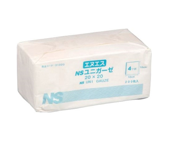 日昭産業 ユニガーゼ 20×20cm 1セット（200枚×20包入） 31020 1セット（ご注文単位1セット）【直送品】