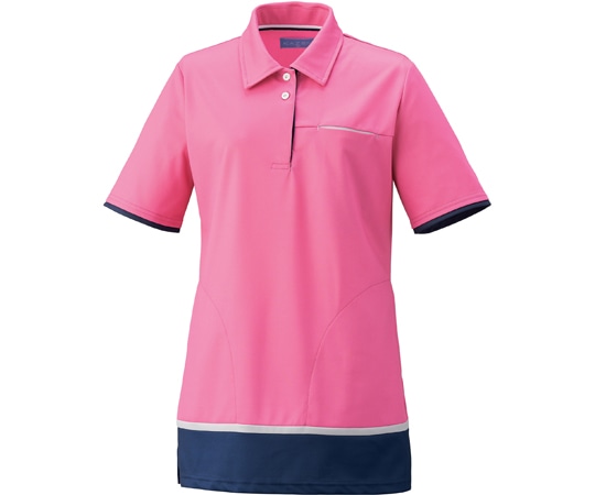 KAZEN レディスニットシャツ(チュニック)ピンク×ネイビー LL KZN233-13L 1枚(ご注文単位1枚)【直送品】