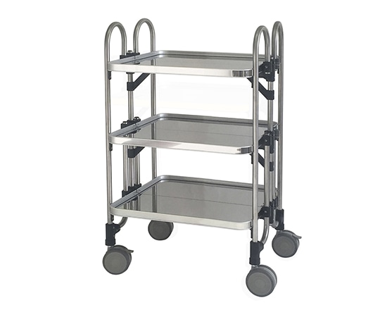 トクヤマ 折りたたみ式ワゴン 613×505×958mm 3段 シルバー HEA-3 1台（ご注文単位1台）【直送品】