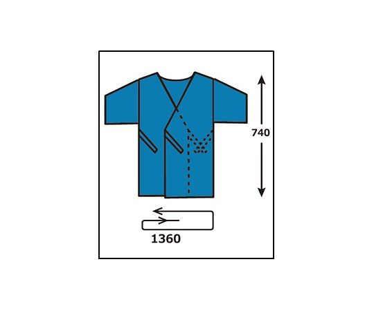 メディテックジャパン 検査用ガウン 前合わせ 袖あり 74cm 1ケース（75袋×2箱入） P-04 1ケース（ご注文単位1ケース）【直送品】