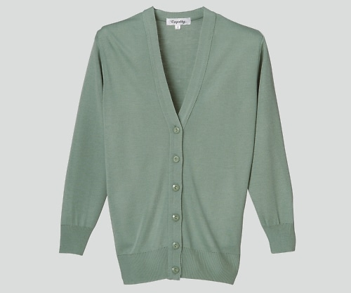 ディーフェイズ 抗ピル長袖ロングカーディガン グリーン S D-1002 1枚（ご注文単位1枚）【直送品】