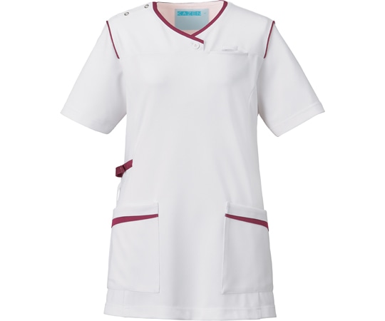 KAZEN レディススクラブ ホワイト×プラム 4L 992-15 1枚（ご注文単位1枚）【直送品】