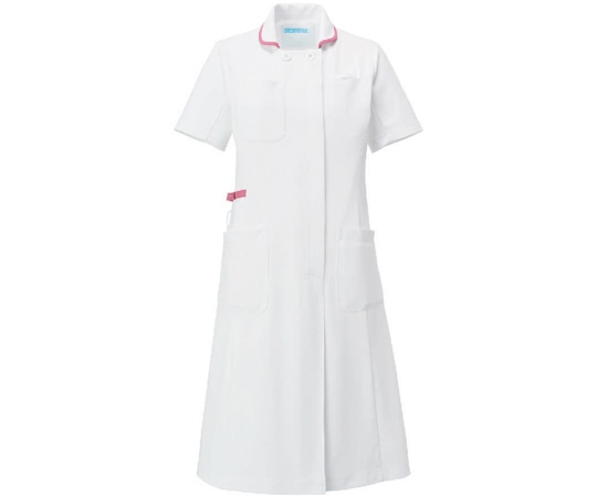 KAZEN ワンピース半袖 ホワイト×ピンク M 990-13 1枚（ご注文単位1枚）【直送品】