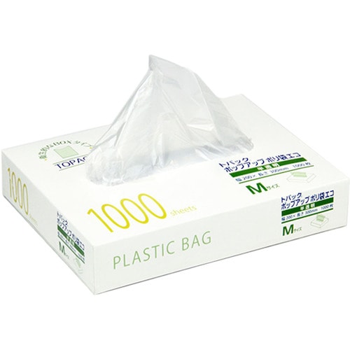トラスコ中山 オザックス トパック ポップアップポリ袋 エコ M 1000枚（ご注文単位1箱）【直送品】