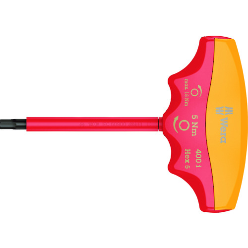 トラスコ中山 Wera 400i VDE絶縁トルクドライバーT型 ヘックスプラス六角5.0 / 5.0 Nm（ご注文単位1個）【直送品】