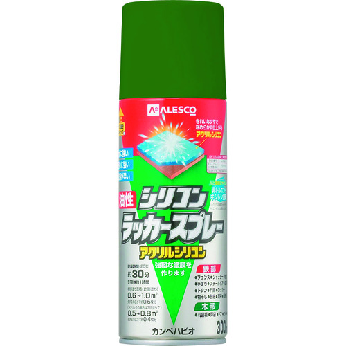 トラスコ中山 KANSAI 油性シリコンラッカースプレー グリーンメタリック 300ml(ご注文単位1本)【直送品】