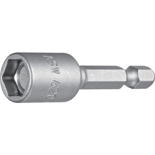 トラスコ中山 エーエスダブリュー 磁石付きソケットビット 差込角6.35x対辺13.0mm 全長50mm(ご注文単位1個)【直送品】