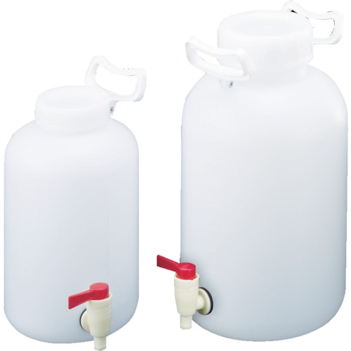 トラスコ中山 サンプラ PE取手付広口下口活栓瓶 ナチュラル 10L（ご注文単位1個）【直送品】