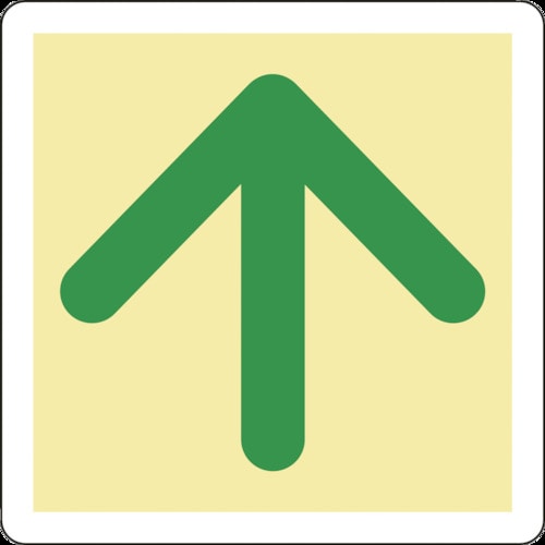 トラスコ中山 緑十字 蓄光式避難誘導ステッカー標識 ↑矢印 蓄光B 300×300mm エンビ 床用（ご注文単位1枚）【直送品】