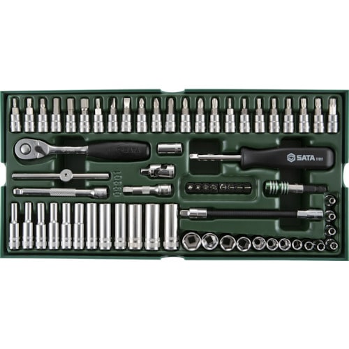 トラスコ中山 SATA 1/4”DRソケットレンチセット(6角タイプ)トレー入り(ご注文単位1セット)【直送品】