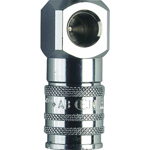 トラスコ中山 セイン スナップ・チェック/358 ワンタッチ検圧カップリング バルブ無し G1/4 メネジ 90°アングル(ご注文単位1個)【直送品】