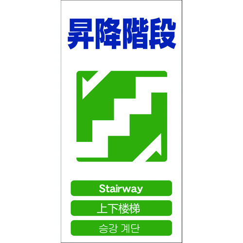 トラスコ中山 グリーンクロス 4ヶ国語入り安全標識 昇降階段 GCE‐20(ご注文単位1枚)【直送品】