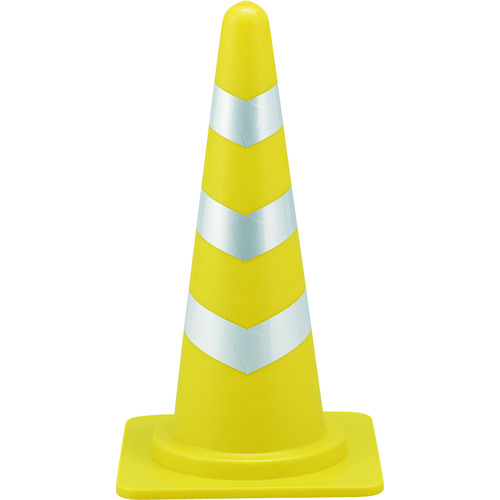 トラスコ中山 緑十字 カラーコーン 黄/白反射シート SRC-1Y 高さ:700mm ベース:385mm角 反射タイプ ポリエチレン製(ご注文単位1台)【直送品】