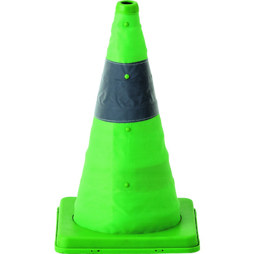トラスコ中山 緑十字 伸縮式三角コーン 緑 伸縮コーン-G(小) 高さ410mm(ベース245mm角) 反射材付(ご注文単位1本)【直送品】