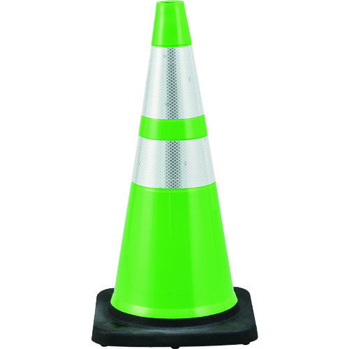 トラスコ中山 緑十字 カラーコーン 緑/白反射シート PVCコーン-GH 高さ:710mm ベース:360mm角 高輝度反射タイプ PVC製(ご注文単位1台)【直送品】