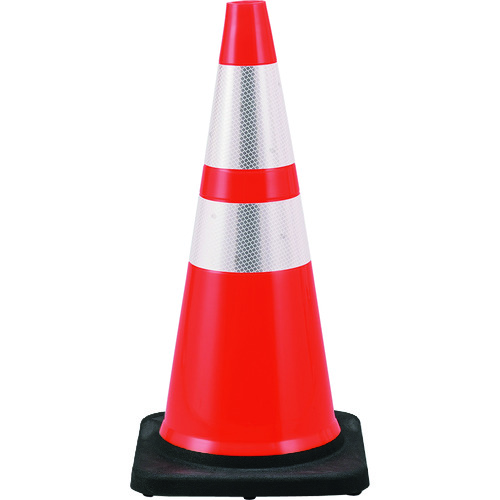 トラスコ中山 緑十字 カラーコーン 赤/白反射シート PVCコーン-RH 高さ:710mm ベース:360mm角 高輝度反射タイプ PVC製(ご注文単位1台)【直送品】