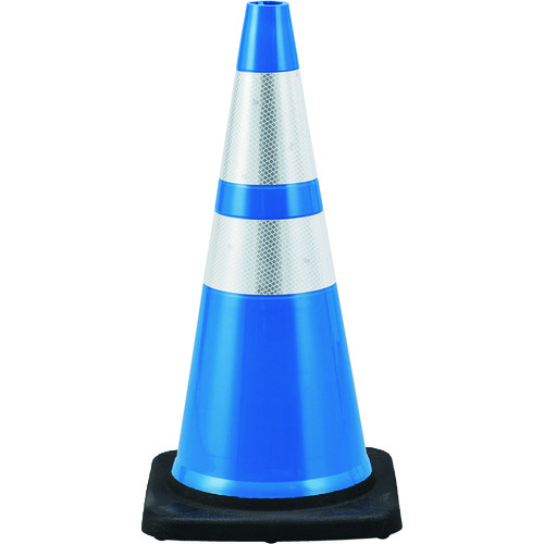 トラスコ中山 緑十字 カラーコーン 青/白反射シート PVCコーン-BLH 高さ:710mm ベース:360mm角 高輝度反射タイプ PVC製(ご注文単位1台)【直送品】