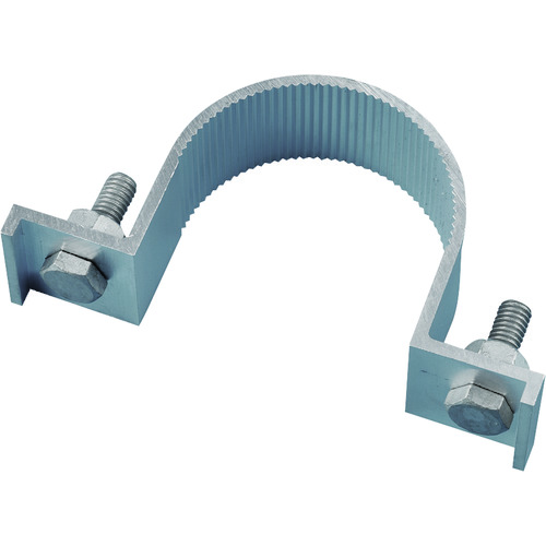 トラスコ中山 緑十字 平リブ用取付金具 丸型ポール/片面表示用 金具763U-S 適合ポール径:76.3mmΦ アルミ製(ご注文単位1個)【直送品】