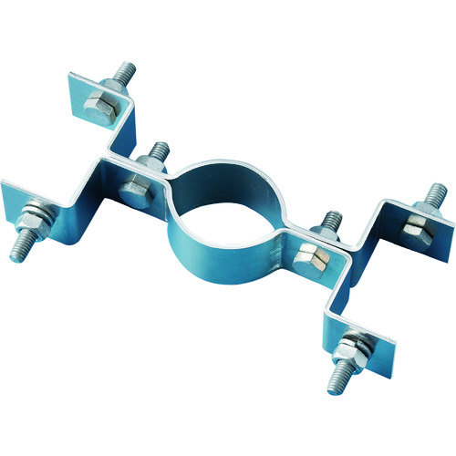 トラスコ中山 緑十字 平リブ用取付金具 丸型ポール/両面表示用 金具605U-W 適合ポール径:60.5mmΦ アルミ製(ご注文単位1個)【直送品】