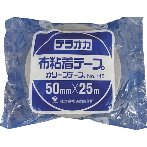 トラスコ中山 TERAOKA カラーオリーブテープ NO.145 黒 50mmX25M(ご注文単位1巻)【直送品】