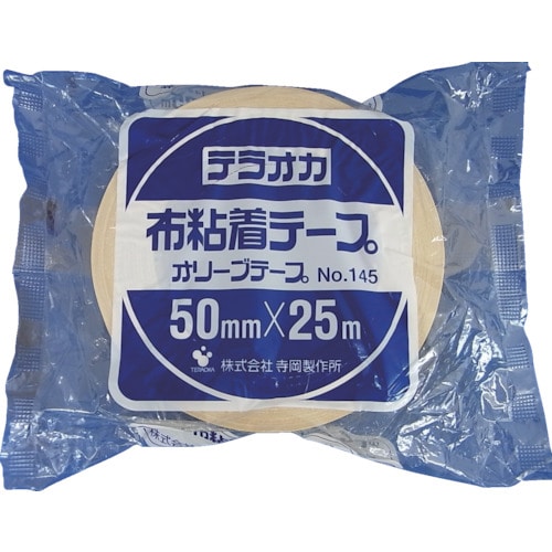トラスコ中山 TERAOKA カラーオリーブテープ NO.145 黄 50mmX25M(ご注文単位1巻)【直送品】