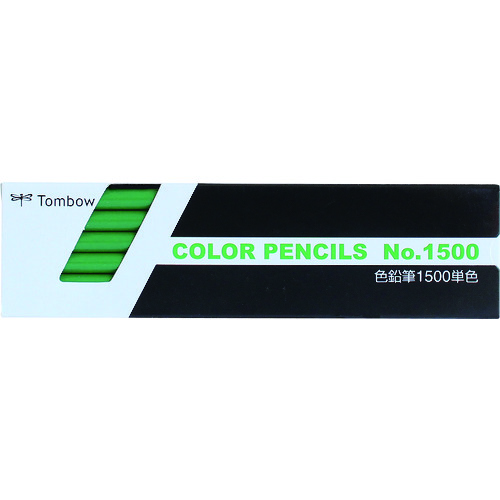 トラスコ中山 Tombow 色鉛筆 1500 単色 緑 12本入り(ご注文単位1箱)【直送品】