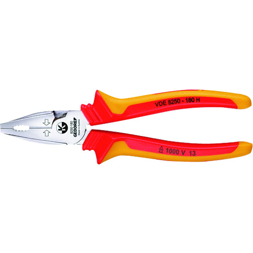 トラスコ中山 GEDORE 絶縁ペンチ VDE8250H 180mm(ご注文単位1個)【直送品】