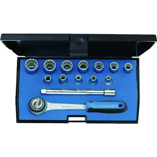 トラスコ中山 GEDORE ソケットレンチ14点セット 差込角6.35mm 12角タイプ(ご注文単位1セット)【直送品】