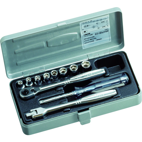 トラスコ中山 TONE ソケットレンチセット 12pcs 差込角6.35mm(ご注文単位1セット)【直送品】