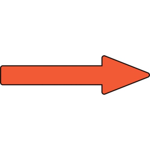 トラスコ中山 緑十字 配管方向表示ステッカー →黄赤矢印 貼矢56 20×70mm 10枚組 アルミ（ご注文単位1組）【直送品】