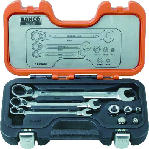 トラスコ中山 バーコ ラチェットコンビレンチ&アダプターセット(ご注文単位1セット)【直送品】