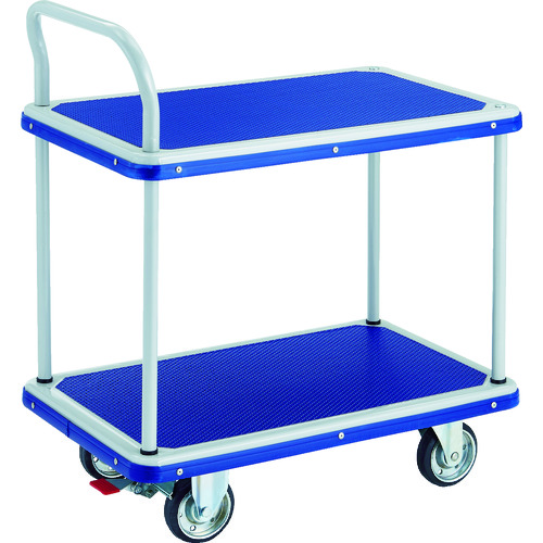 トラスコ中山 TRUSCO プレス製運搬車 台車 ドンキーカート 2段式片袖タイプ810×510 ストッパー付(ご注文単位1台)【直送品】