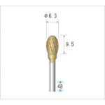 トラスコ中山 ナカニシ チタンコート超硬カッター 楕円(ダブルカット)刃径6.3mm刃長9.5mm（ご注文単位1本）【直送品】