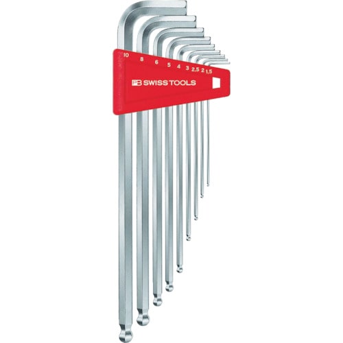 トラスコ中山 PBスイスツールズ ボール付ロング六角棒レンチセット(1.5、2、2.5、3、4、5、6、8、10) 448-1577(ご注文単位1セット)【直送品】