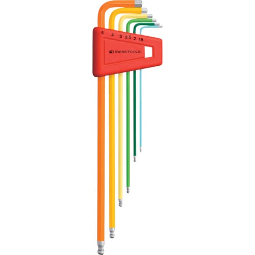 トラスコ中山 PBスイスツールズ ボール付ロング六角棒レンチ6本セット(レインボー)(パックナシ)(ご注文単位1セット)【直送品】