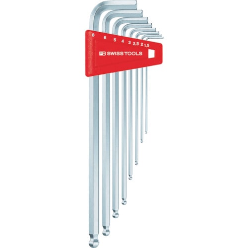 トラスコ中山 PBスイスツールズ ボール付ロング六角棒レンチS セット内容1.5、2、2.5、3、4、5、6、8 448-1631(ご注文単位1セット)【直送品】