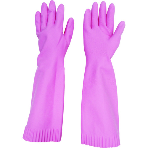 トラスコ中山 トワロン 天然ゴム手袋 トワローブ天然ゴムあつ手ロング ピンク M(ご注文単位1組)【直送品】