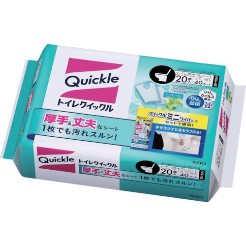 トラスコ中山 Kao トイレクイックル つめかえ用 ジャンボパック 20枚入(ご注文単位1ケース)【直送品】